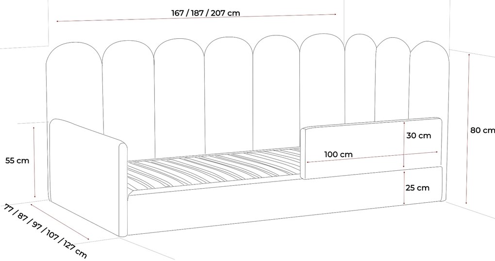 Łóżko dziecięce przypodłogowe JASMINE - 120x200 - 200 cm
