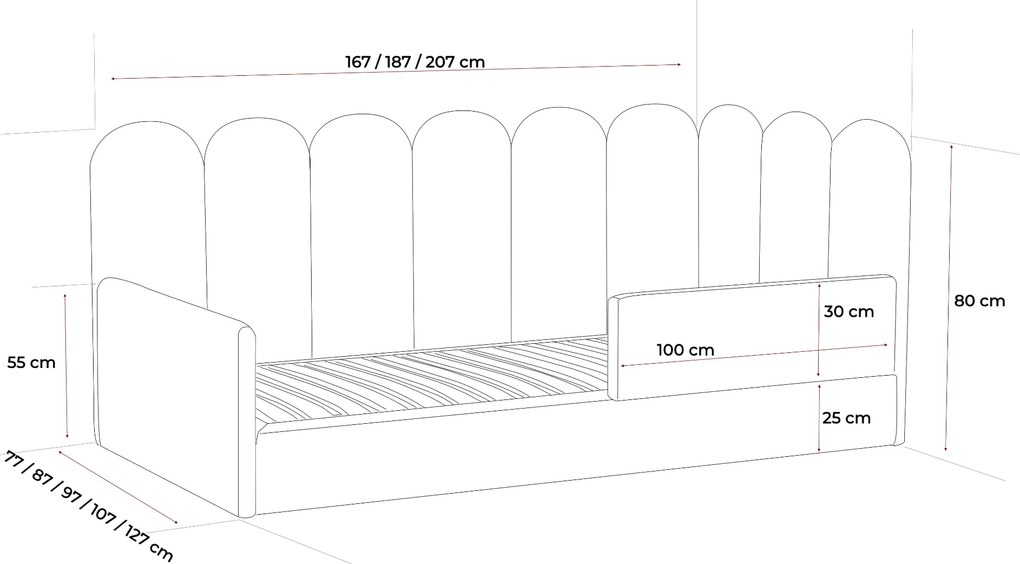 Łóżko dziecięce przypodłogowe JASMINE - 80x200 - 160 cm