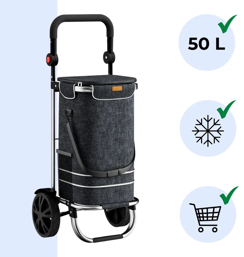 Jurhan Torba na zakupy na kółkach EASY, 50l, czarna