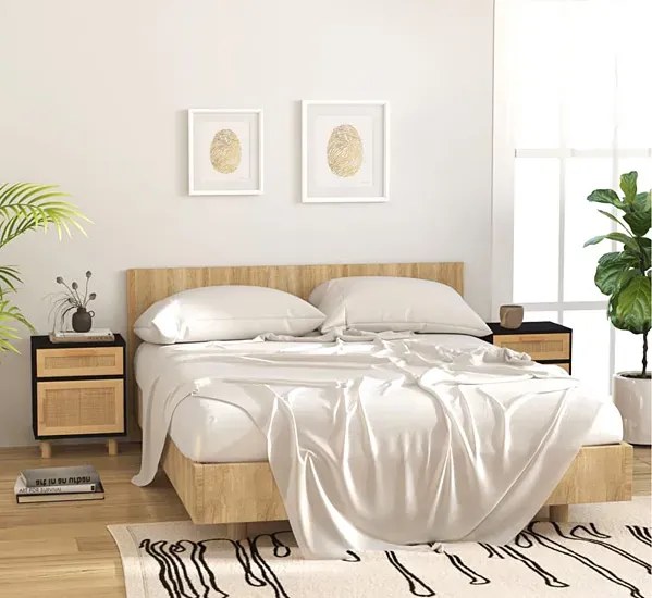 Czarna szafka nocna z naturalnym rattanem L6-S58