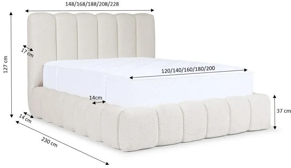 Ciemnoszare łóżko chmurka z pojemnikiem 5 rozmiarów W5-W63