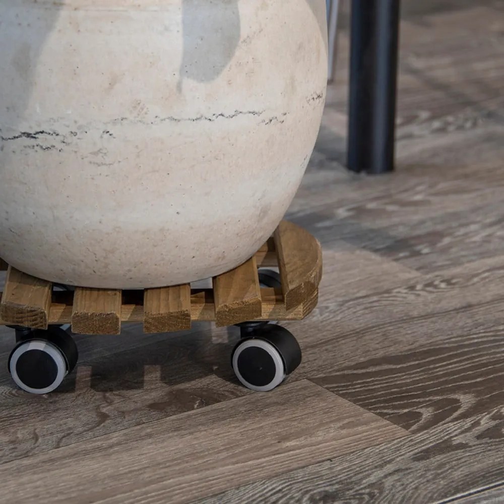 Drewniany kwietnik na kółkach ø 29 cm (wysokość 8 cm) Indoor – Esschert Design