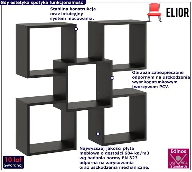 Czarna Minimalistyczna Półka Ścienna W2-L12
