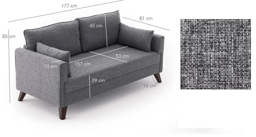 Szara sofa 177 cm Bella – Balcab Home