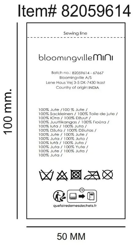 Okrągły dywan z juty w naturalnym kolorze ø 130 cm Dinne – Bloomingville Mini