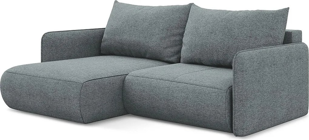 Narożnik lewostronny z funkcją spania - z tkaniny szenilowej - jeans - NANEA