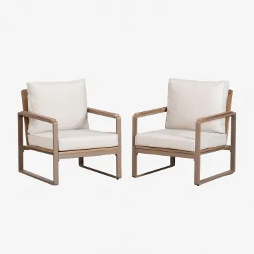 Zestaw 2 Foteli Z Aluminium I Drewna Akacjowego Giselle Szary Kret - Sklum