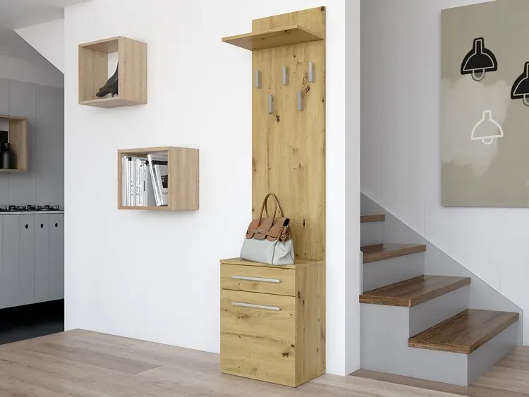 Wieszak Z Szafką Na Buty W Kolorze Dąb Artisan Z8-R56