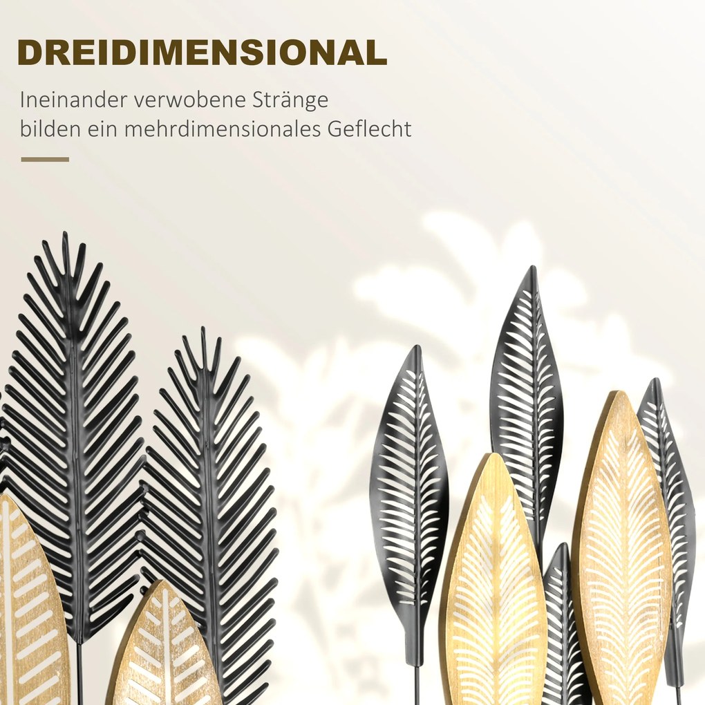 HOMCOM Zestaw 2 3D Metal Wall Art Modern Czarny+Złoty 40 x 46 cm