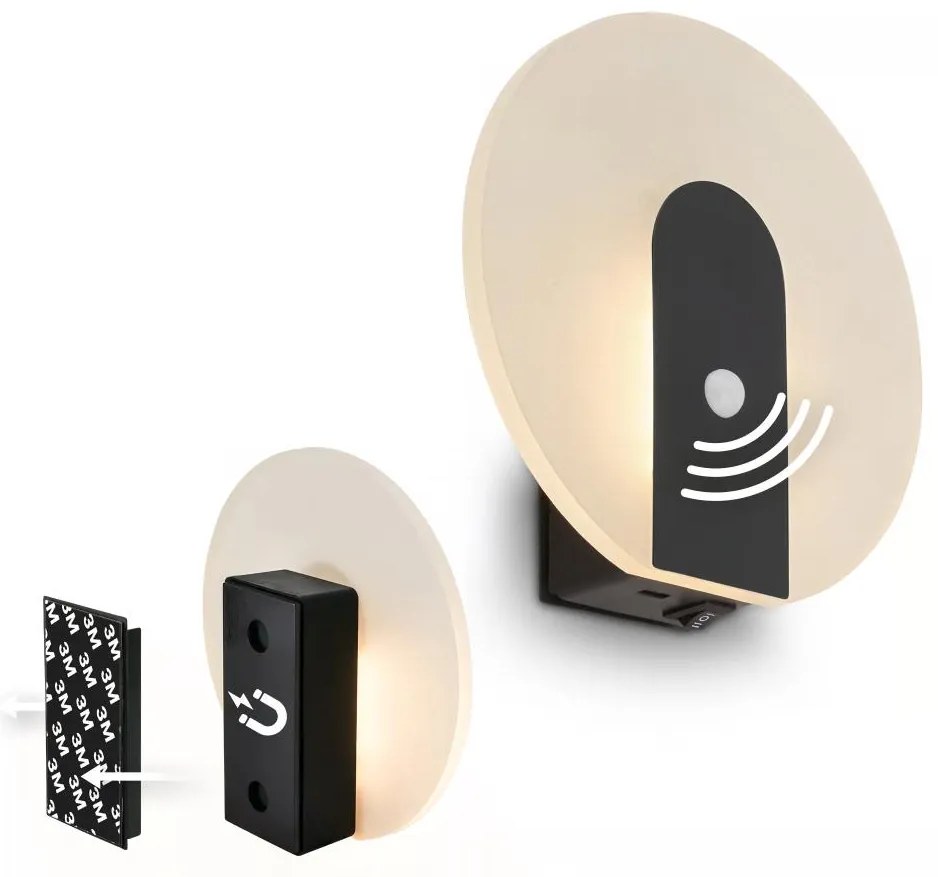 Briloner 3889015 - Ładowalny kinkiet TARO z czujnikiem LED/2,5W/5V 1800 mAh czarny