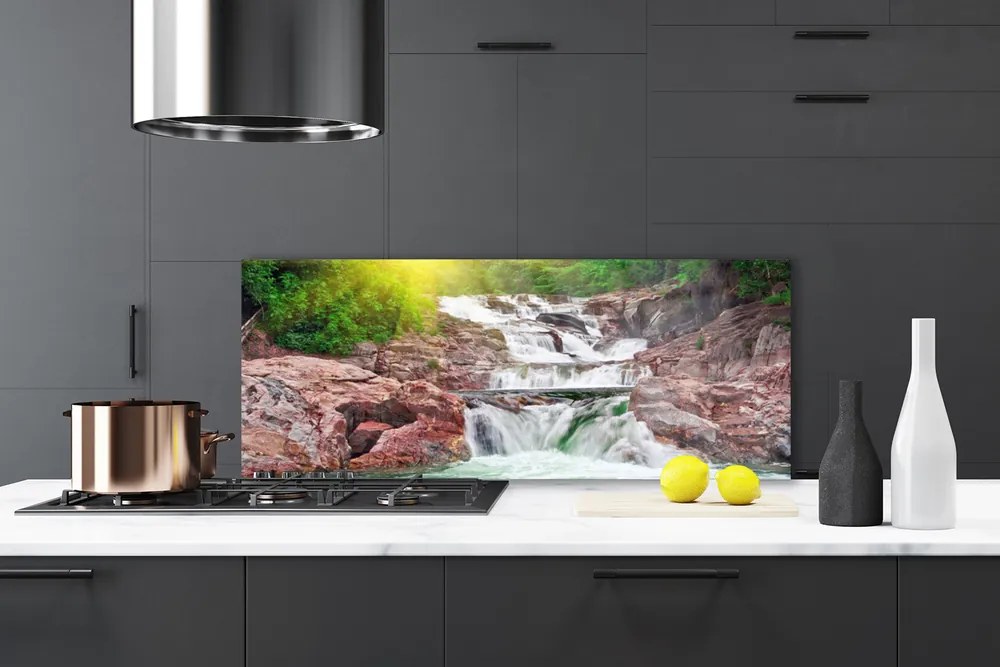 Szkło do Kuchni na Ścianę Potęga Naturalnego Wodospadu