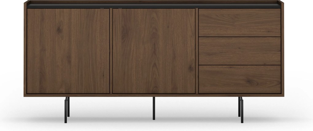 Komoda Zenar 170 cm z szufladami - orzech elegant / czarny