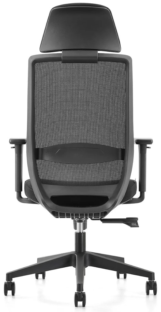 Czarne krzesło biurowe Perun, ergonomiczne, zgodne z normą BHP