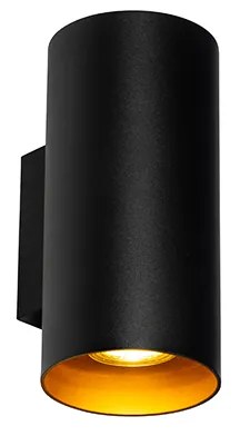 Designerska lampa ścienna czarna ze złotem - SabDesignerski Oswietlenie wewnetrzne