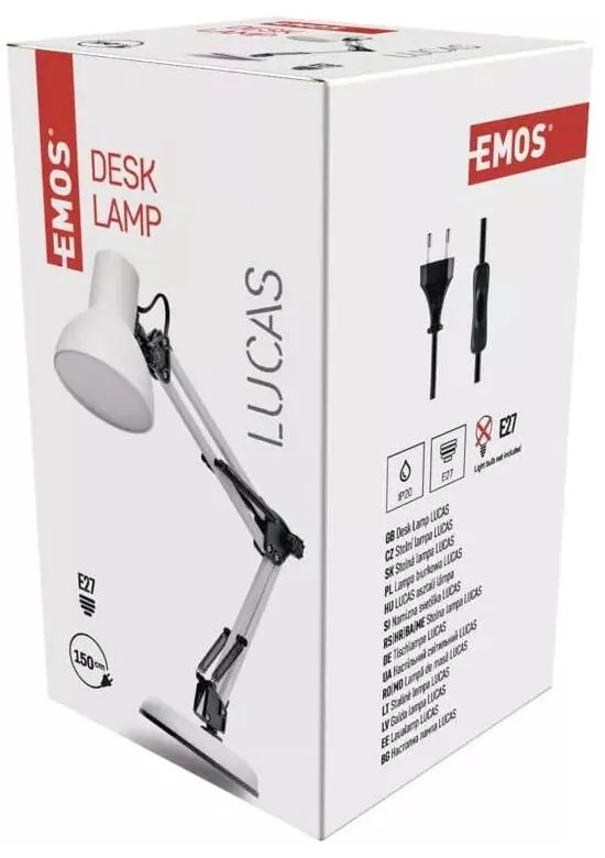 Biała lampa stołowa (wys. 48 cm) Lucas – EMOS