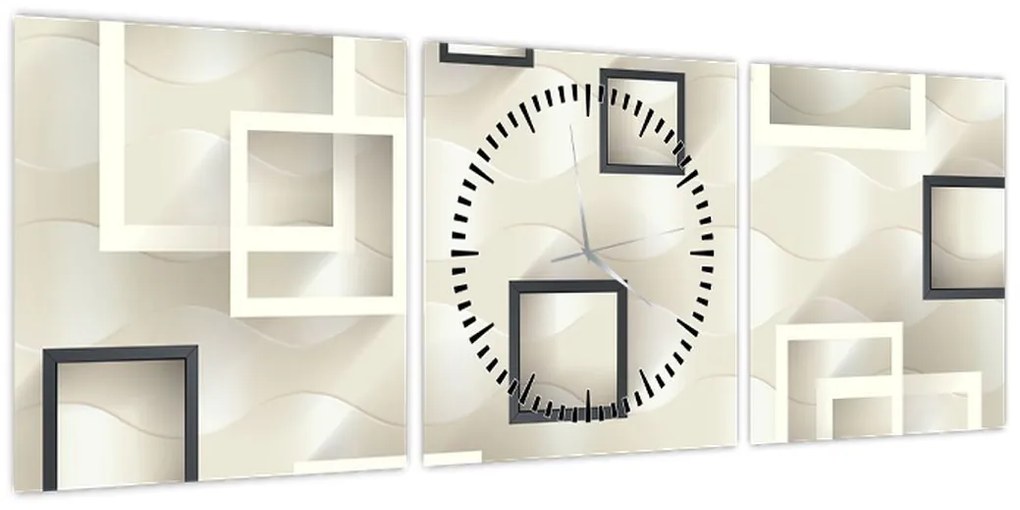Geometryczny abstrakcyjny obraz (z zegarem) (90x30 cm)
