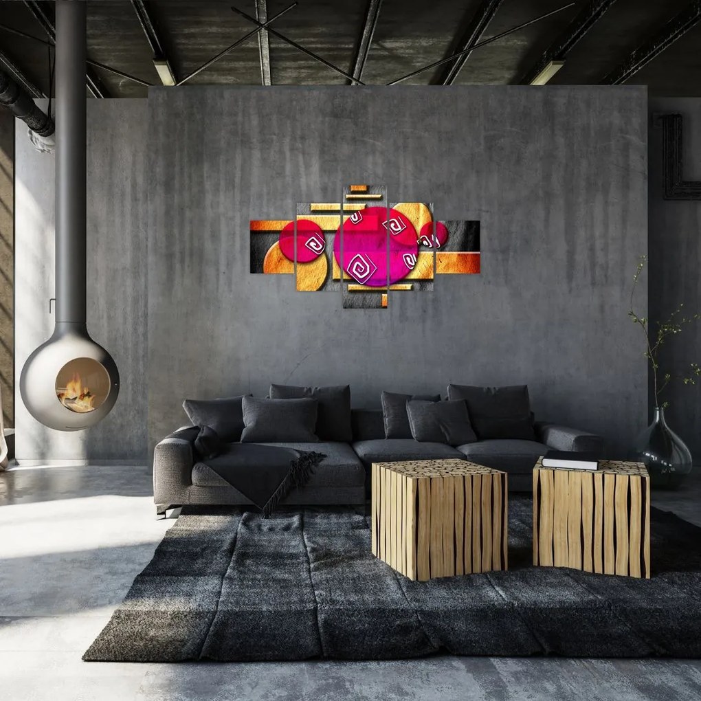 Abstrakcyjny obraz z historycznymi symbolami (125x70 cm)
