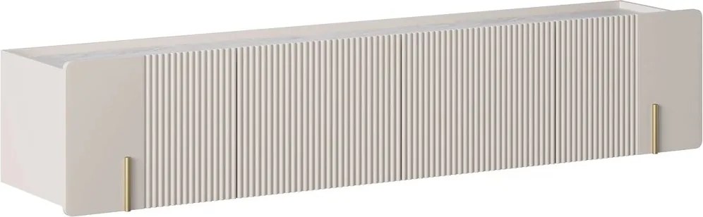 Szafka RTV Malmi 200 cm wisząca - kaszmir / crema bianca / złoty