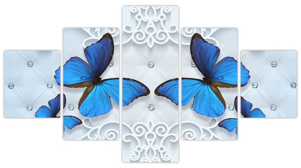 Obraz - Niebieskie motyle (125x70 cm)