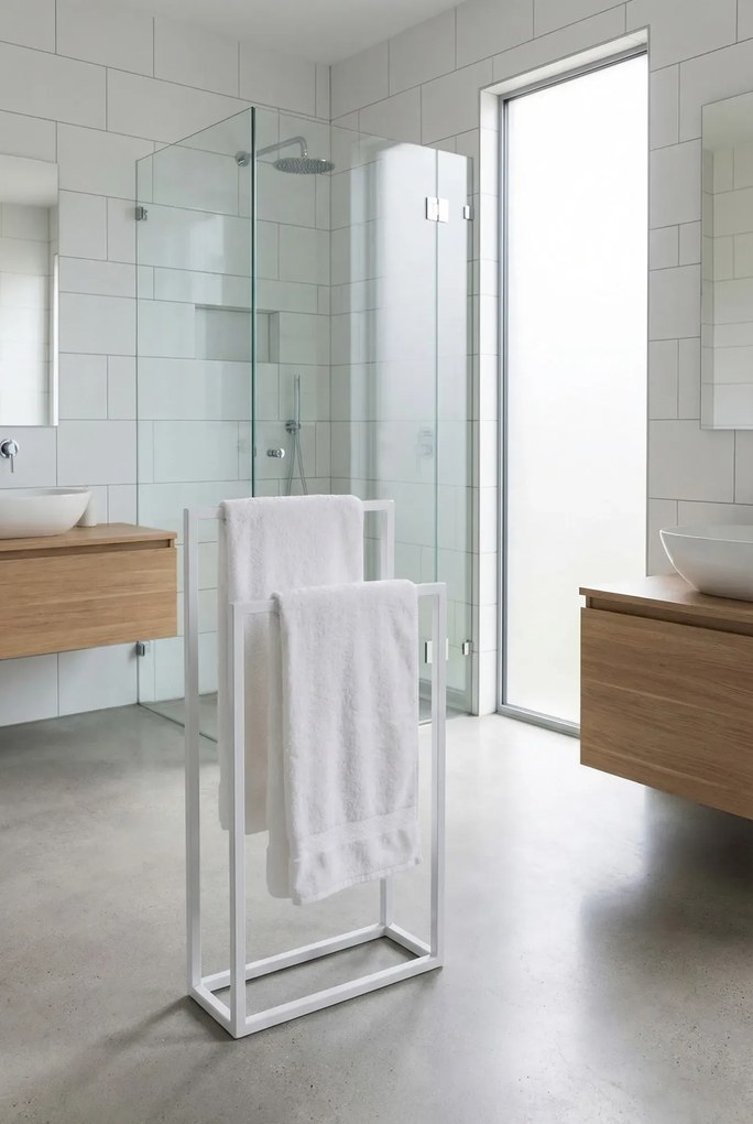 Biały podwójny stojak na ręczniki 45 cm N0-C48