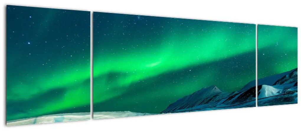 Obraz ludzi w pobliżu zorzy polarnej (170x50 cm)