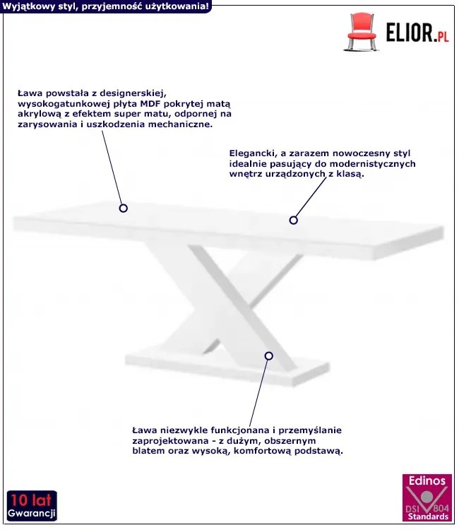 Komfortowa ława biało - czarna - Starki 2X