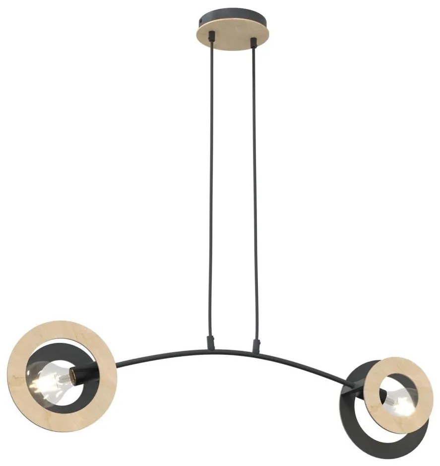 Żyrandol na lince SKIVA 2xE27/15W/230V czarny/beżowy