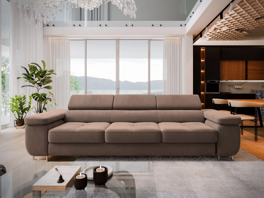 Masseno Sofa MOSINE z funkcją spania, Rozkładana sofa - Ecru, MONOLITH 09