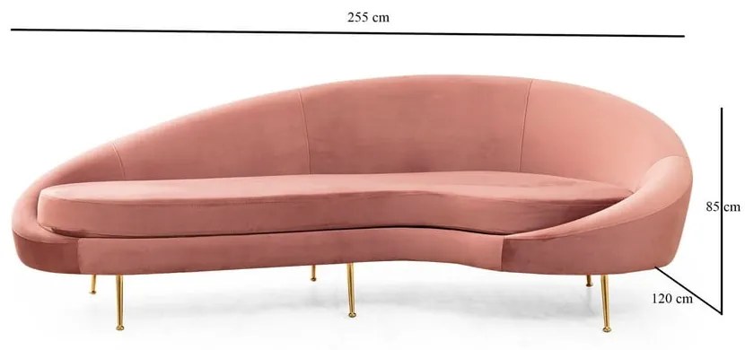 Jasnoróżowa sofa 255 cm Eses – Artie