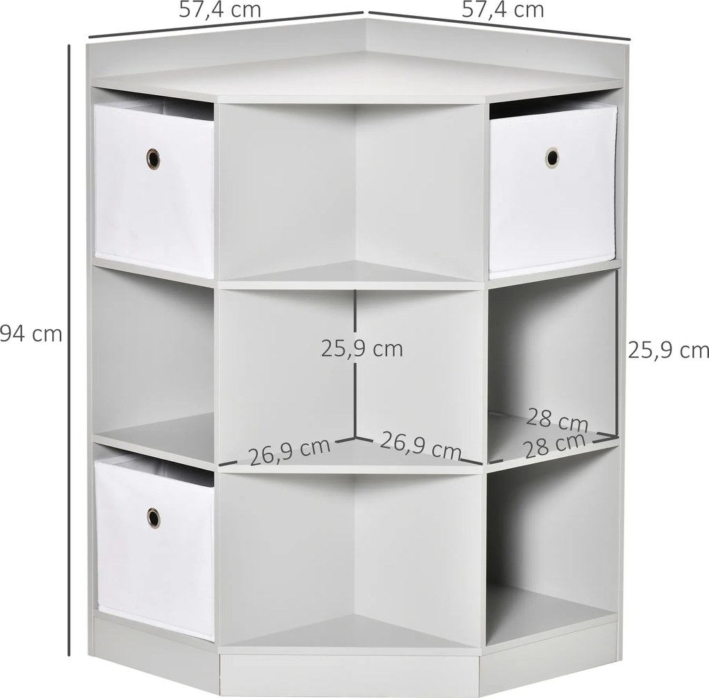 HOMCOM Regał na zabawki dla dzieci z 3 szufladami filcowymi, MDF, zabezpieczenie przed przewróceniem, Szary