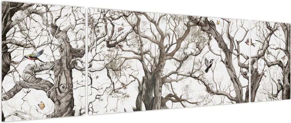 Obraz - Wzór lasu, rysunek (170x50 cm)