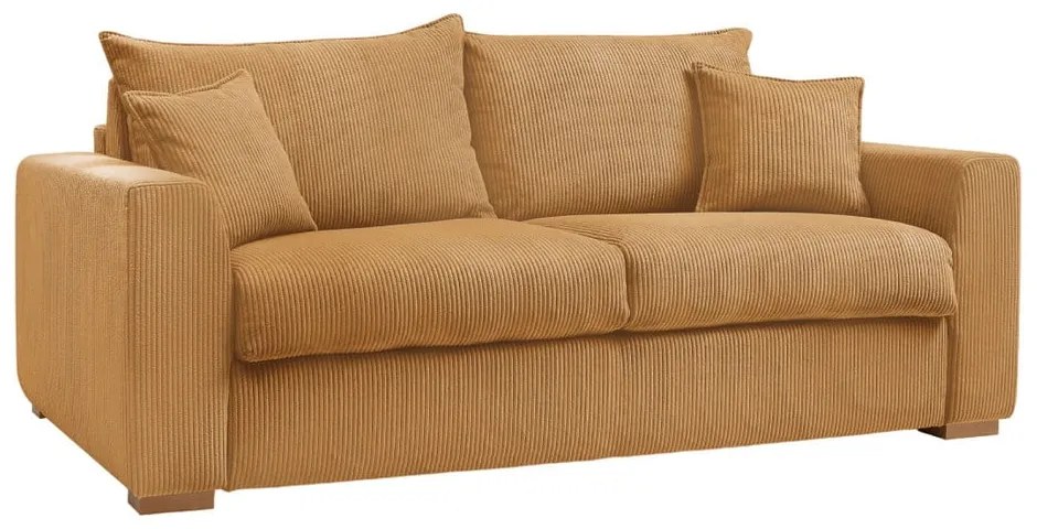 Musztardowa sztruksowa rozkładana sofa 225 cm Augustin – Bobochic Paris