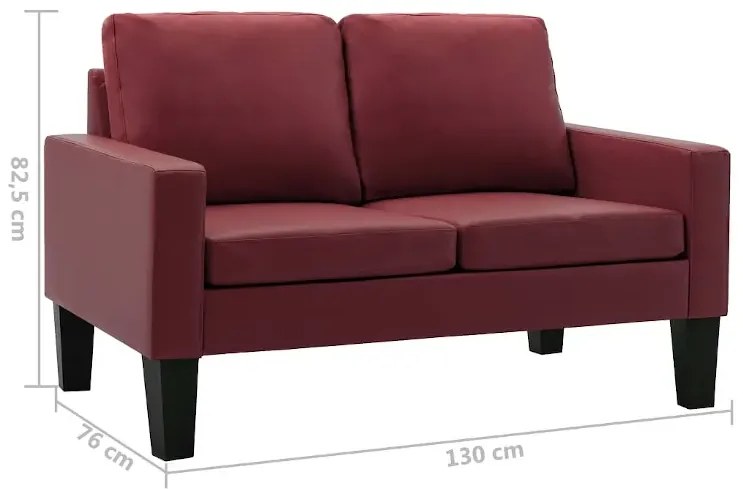 Minimalistyczna bordowa sofa - Clorins 2X