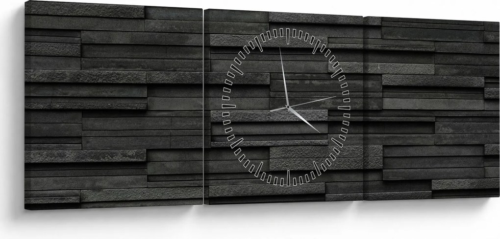 Obraz - Tekstura kamienia (z zegarem) (90x30 cm)