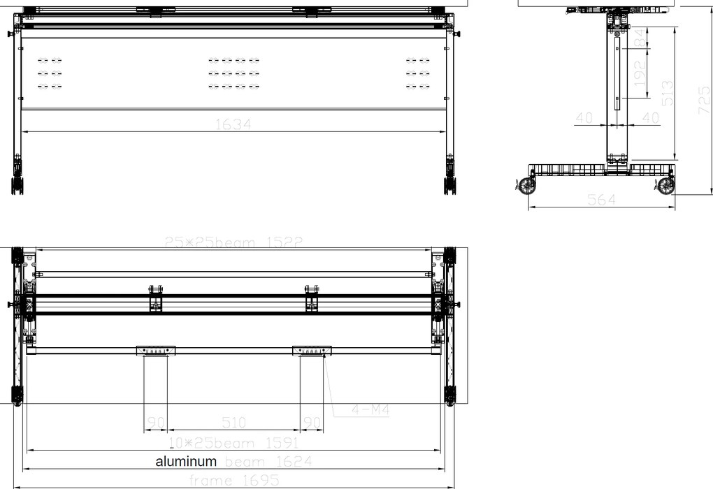 Mobilny stół PRIMO MOBI, 180x60 cm, biała podstawa, biały