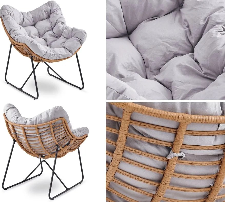 Fotel ogrodowy z poduchą Fin na płozach, szary