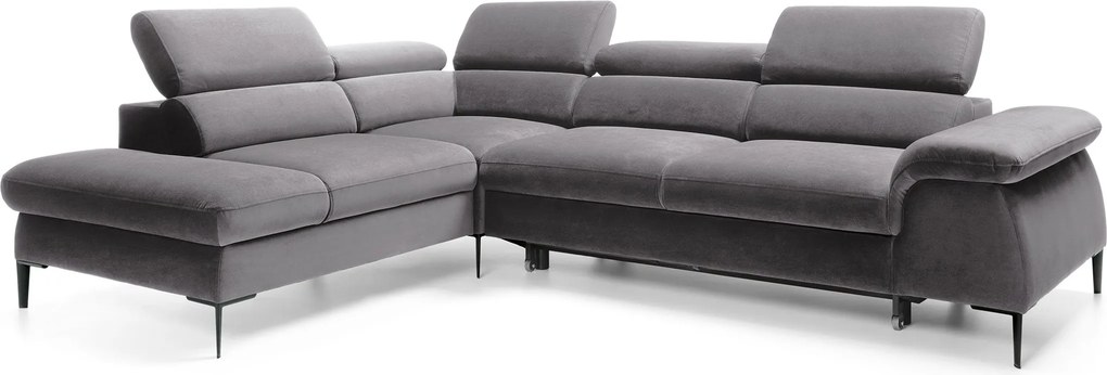 Masseno Narożnik MESTO z funkcją spania i pojemnikiem na pościel Narozniki L, Rozkładana sofa - Grafitowy, VOGUE 16