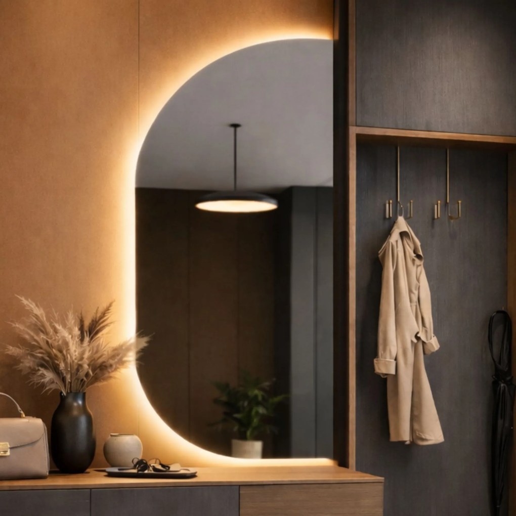 Lustro dekoracyjne z podświetleniem ARCH Aura LED | Różne rozmiary | Różne kolory : Kolor tafli szkła - Srebrny, Rozmiar - 66x140