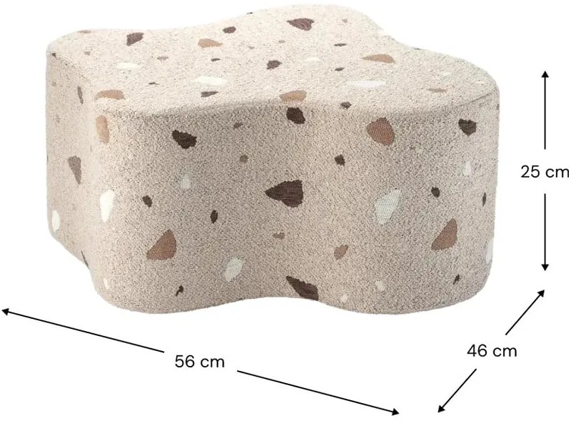 Jasnobrązowy puf dziecięcy z materiału bouclé/z tkaniny szenilowej Terrazzo Cloud – Wigiwama