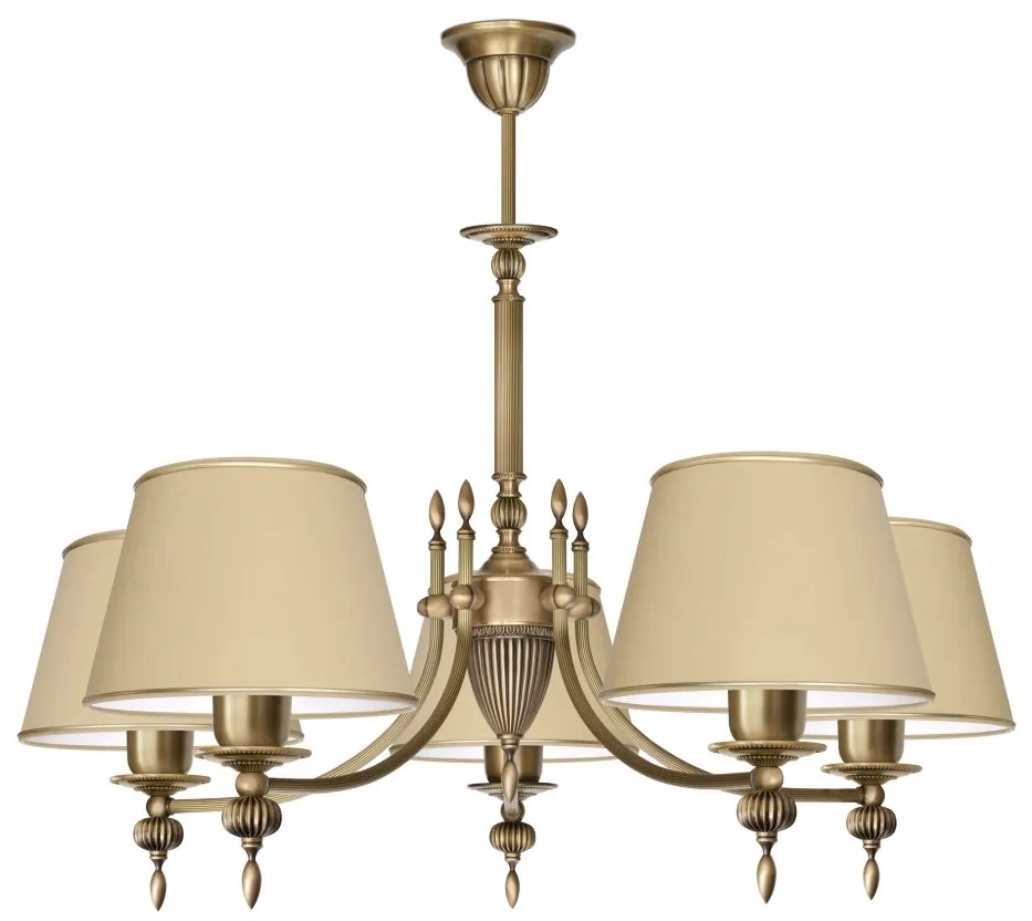 Żyrandol mosiężny z abażurami A-S5