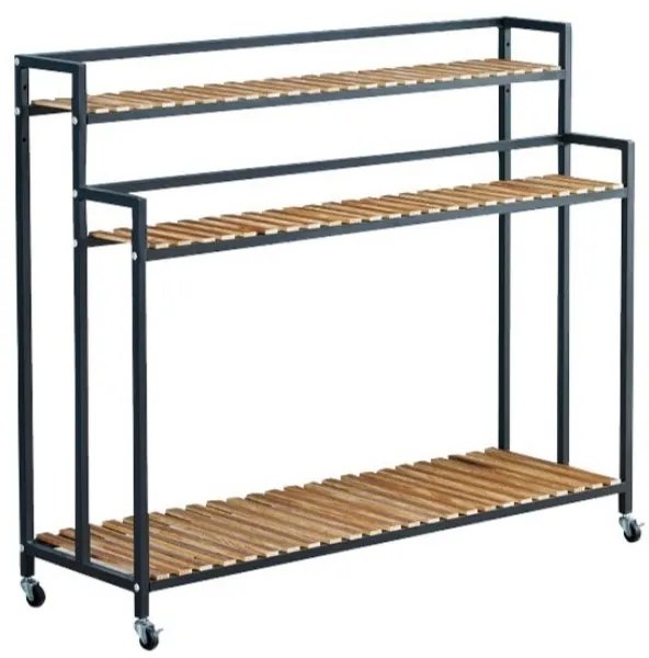 Stojak na kwiaty z 3 półkami FLOREXA 100x40x102 cm, czarny