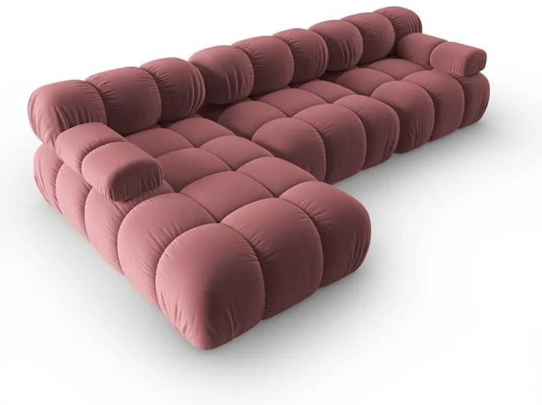 Różowa aksamitna sofa 285 cm Bellis – Micadoni Home