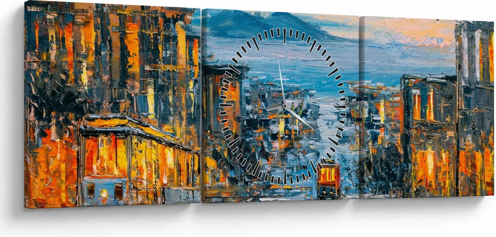 Obraz - Cable Car, San Francisco (z zegarem) (90x30 cm)