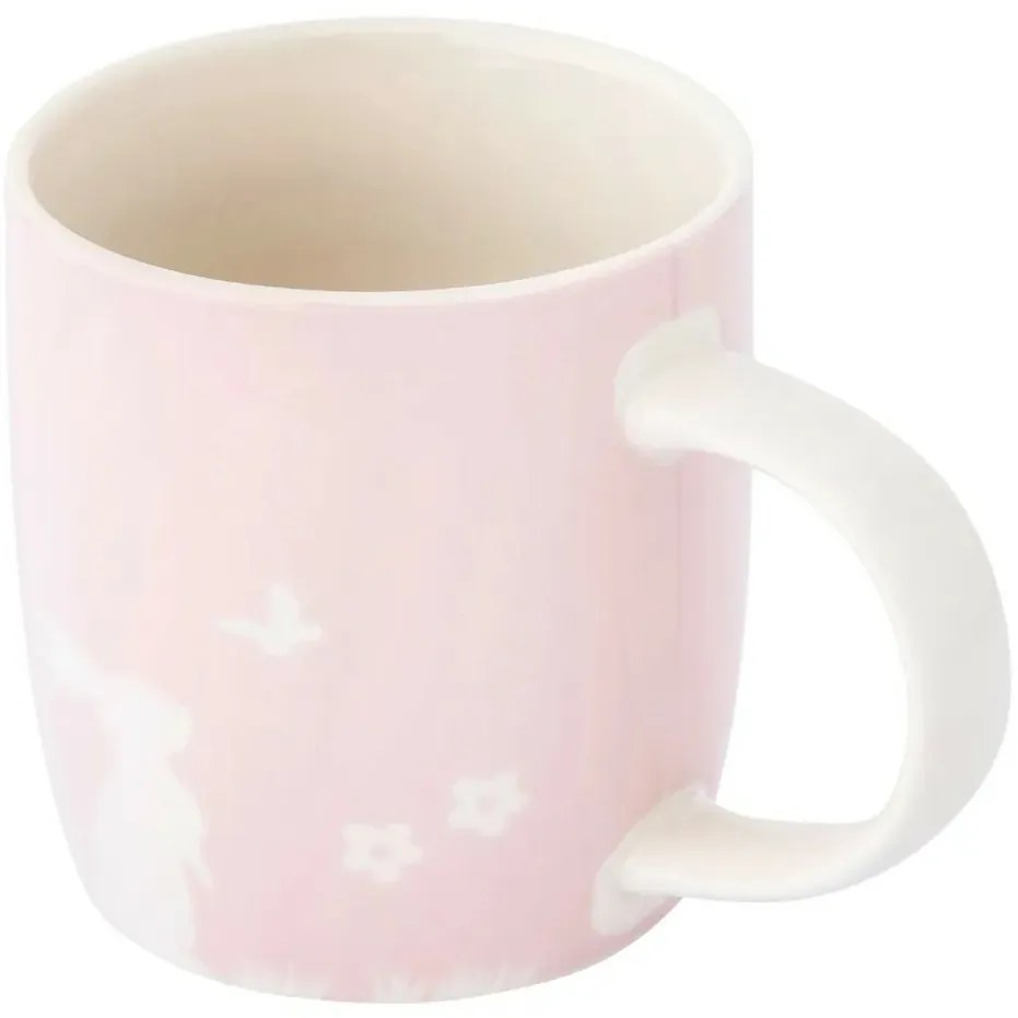 Altom Porcelanowy kubek Zając z motylem, 360 ml,różowy