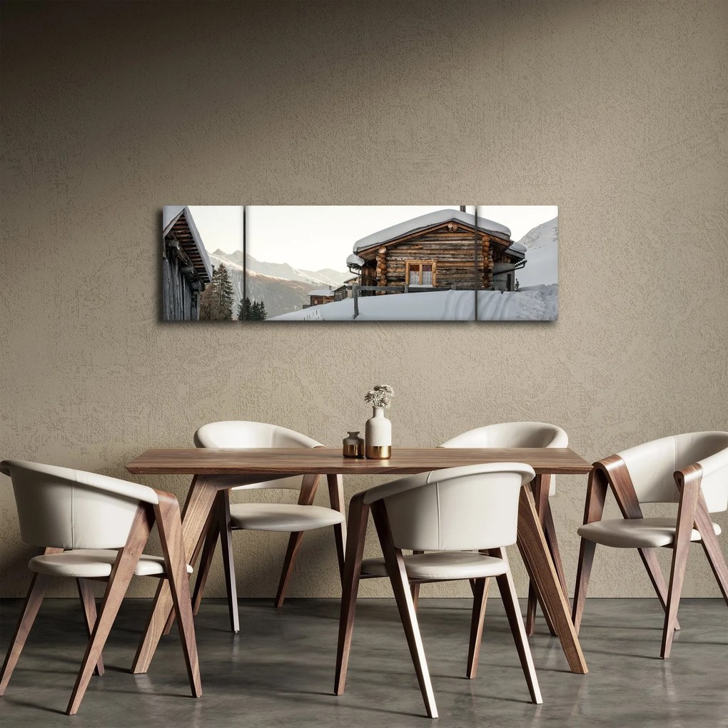 Obraz - chata górska w śniegu (170x50 cm)