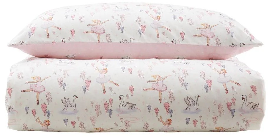 Biało-różowa bawełniana pościel dziecięca dwuosobowa 200x200 cm Ballerina – Belle &amp; Boo