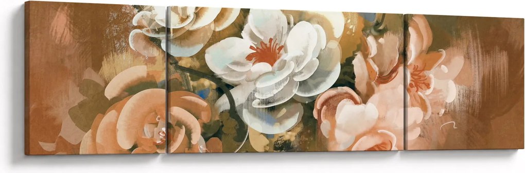 Obraz- Malowany bukiet kwiatów (170x50 cm)