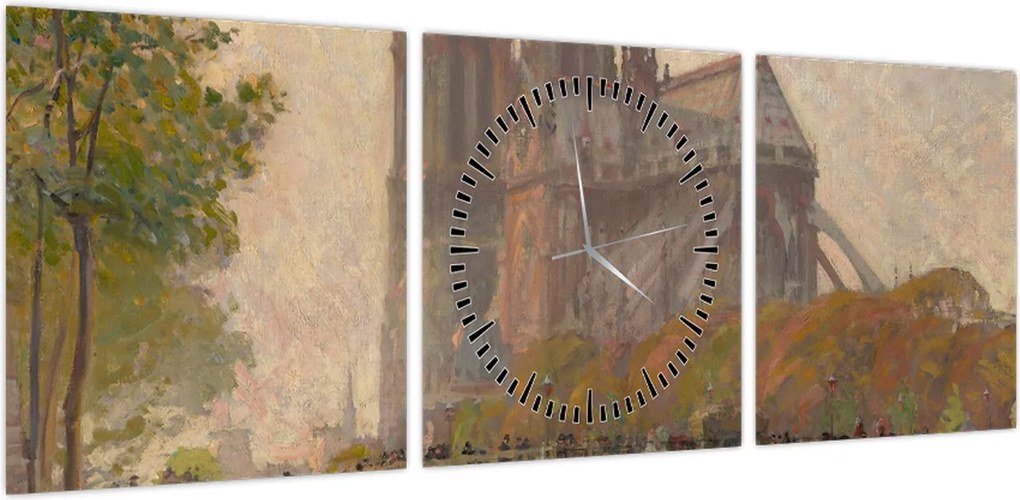 Obraz - Robert William Vonnoh, Notre Dame de Paris, reprodukcje (z zegarem) (90x30 cm)