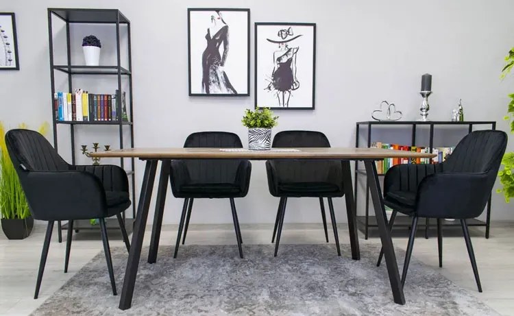 Pikowane czarne krzesło do stołu T7-S35