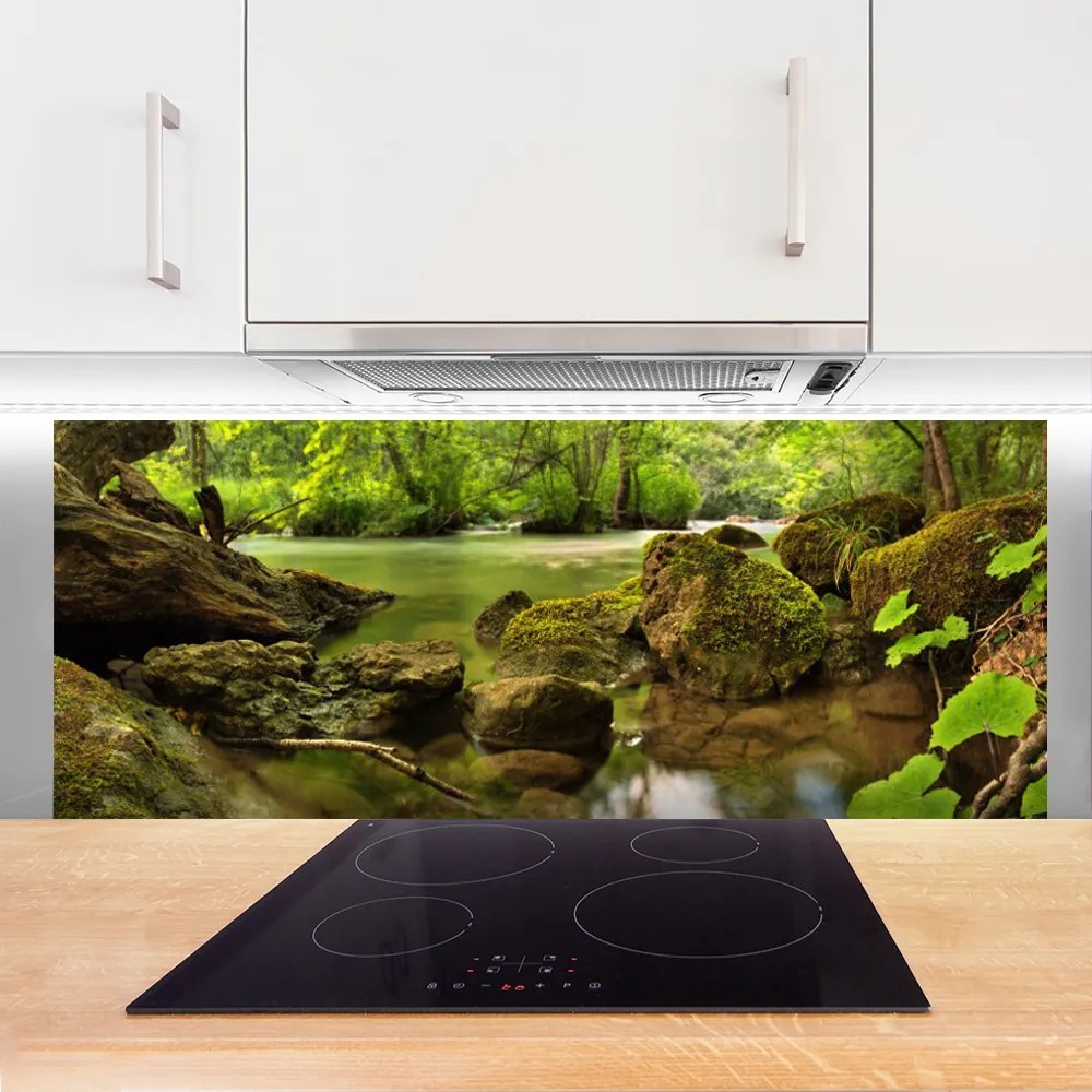 Panel Szklany do Kuchni Skała Nad Cichym Jeziorem